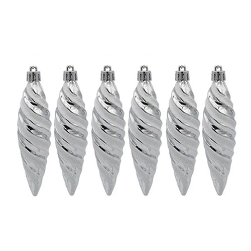 6Pcs Spiral Spike Shape Ornament Xmas Holiday Party Decoration Photography Prop - Silver - 1