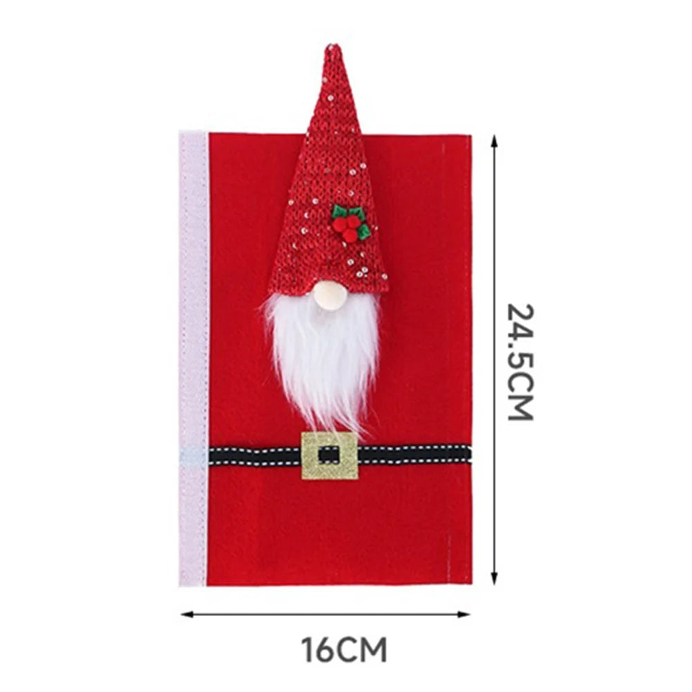 5122 2Pcs Christmas Refrigerator Door Handle Covers Xmas Santa Faceless Dwarf Doll for Fridge Handle Anti-Slip Protector Kitchen Appliance Handle Decorations - Husband+Wife - 6