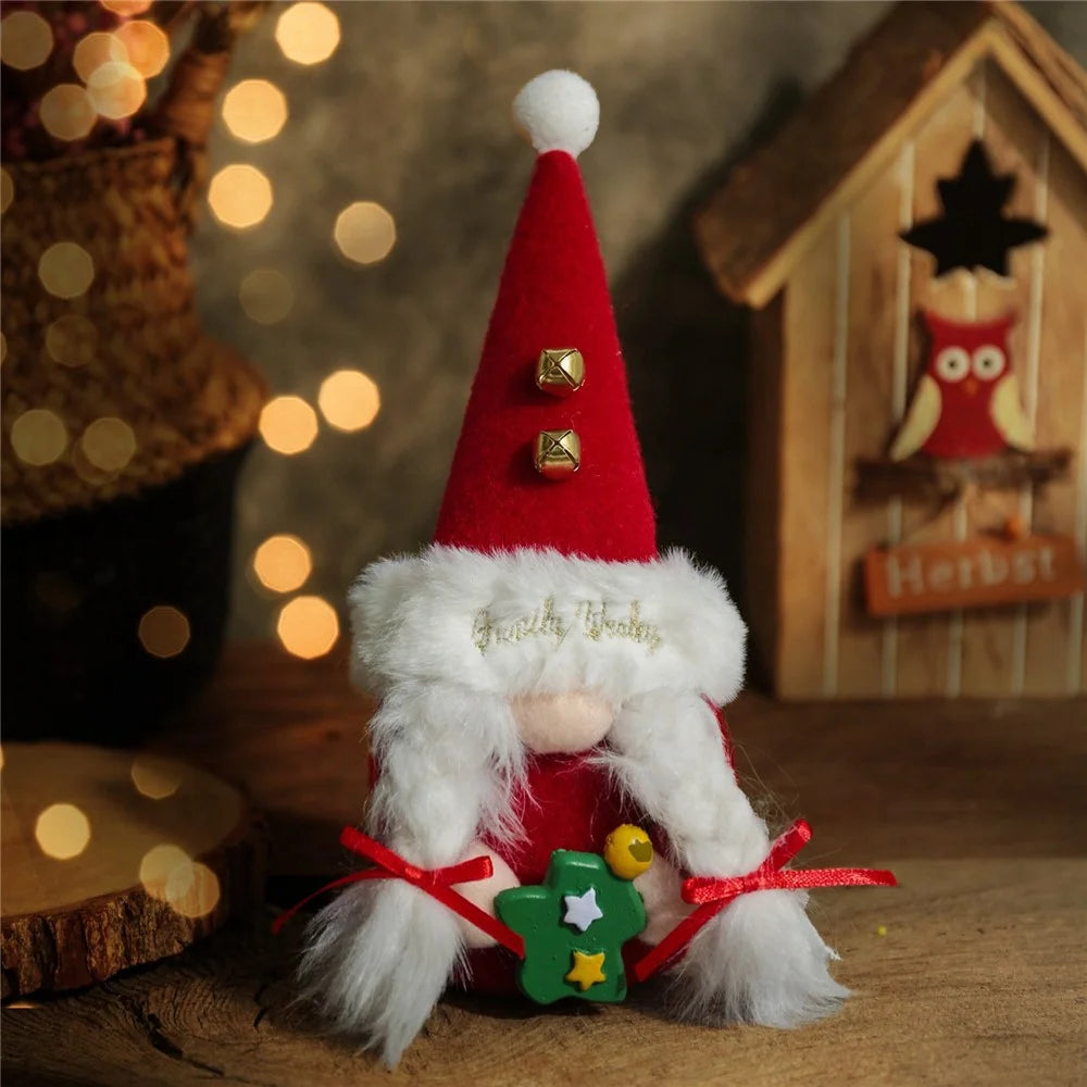 Christmas Gnome Doll Ornament Santa Cute Toy Decoration for Home Office Desktop - Girl - 2