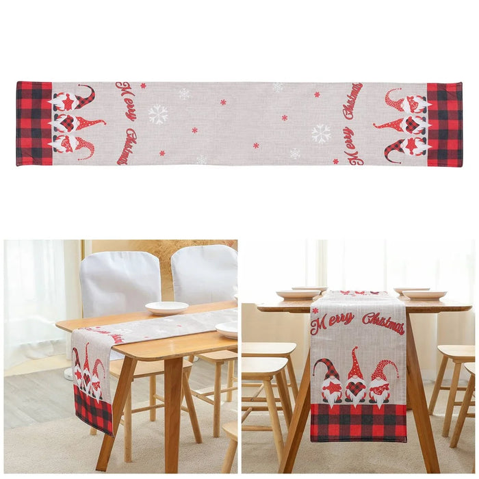 2022Sa40 176x34cm Soft Rudolph Pattern Table Cloth Christmas Tablecloth Holiday Decoration Rectangle Table Cover for Dinner Parties - 1
