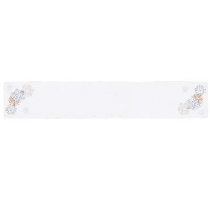 2022Sa30 182x33cm Christmas Snowflake Pattern Plush Tablecloth Washable Rectangle Table Cloth for Party Holiday Decoration - 2