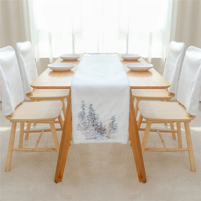 2022Sa31 182x33cm Nordic Style Table Cloth Christmas Tree Pattern Tablecloth Rectangle Table Mat for Home Office Hotel - 4