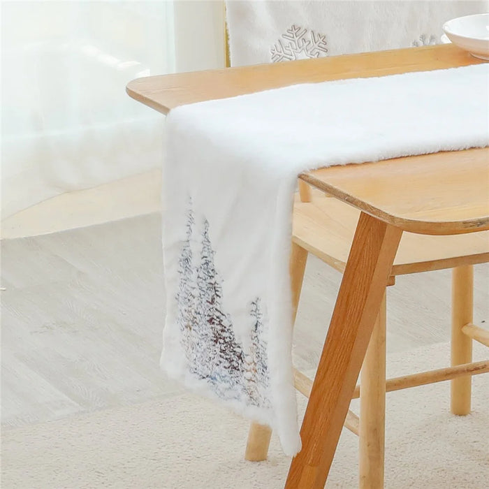 2022Sa31 182x33cm Nordic Style Table Cloth Christmas Tree Pattern Tablecloth Rectangle Table Mat for Home Office Hotel - 6