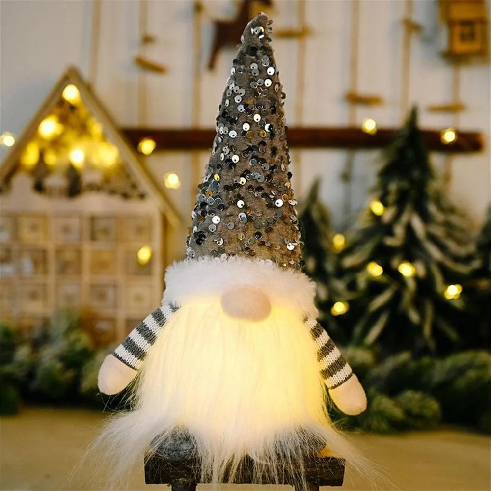 Little Christmas Gnome Doll Ornament Luminous Party Cute Toy Decoration - Grey - 2
