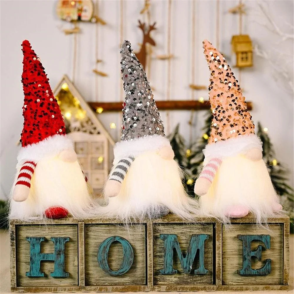 Little Christmas Gnome Doll Ornament Luminous Party Cute Toy Decoration - Grey - 4