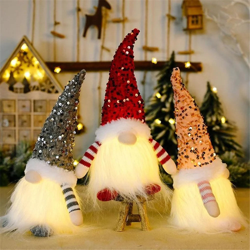 Little Christmas Gnome Doll Ornament Luminous Party Cute Toy Decoration - Grey - 5
