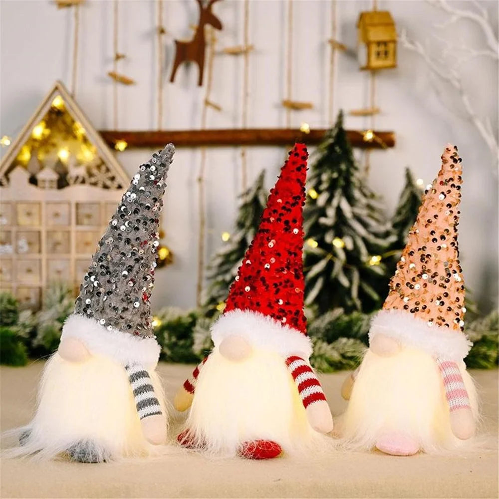 Little Christmas Gnome Doll Ornament Luminous Party Cute Toy Decoration - Grey - 6