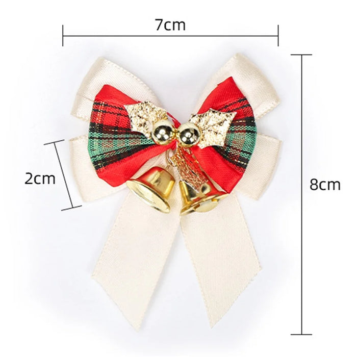 50PCS Mini Bowknot Bell Christmas Tree Garland Hanging Ornaments - White - 2