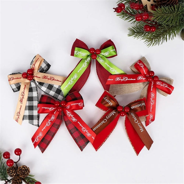 50PCS Mini Bowknot Bell Christmas Tree Garland Hanging Ornaments - White - 3