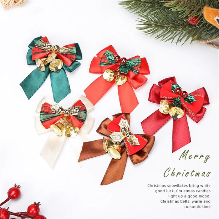 50PCS Mini Bowknot Bell Christmas Tree Garland Hanging Ornaments - White - 4