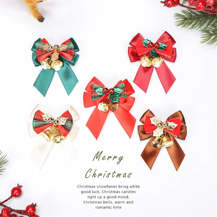 50PCS Mini Bowknot Bell Christmas Tree Garland Hanging Ornaments - White - 5