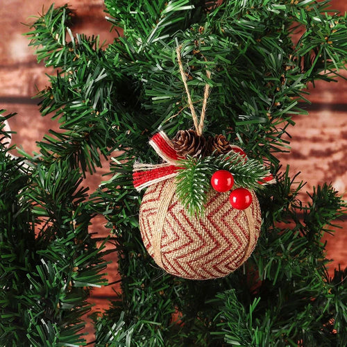 HL951 Christmas Plaid Ball Ornament Tree Hanging Decor Holiday Party New Year Decoration - Wave - 1