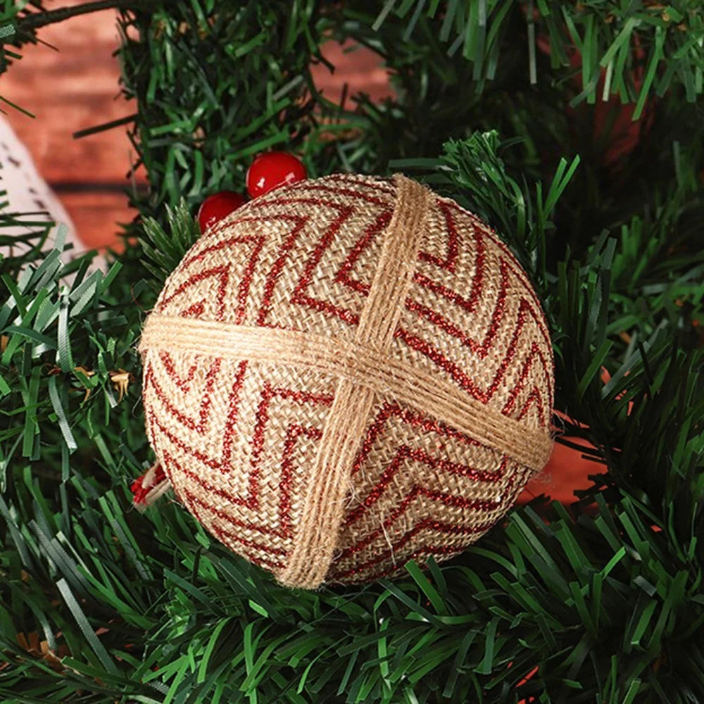 HL951 Christmas Plaid Ball Ornament Tree Hanging Decor Holiday Party New Year Decoration - Wave - 2