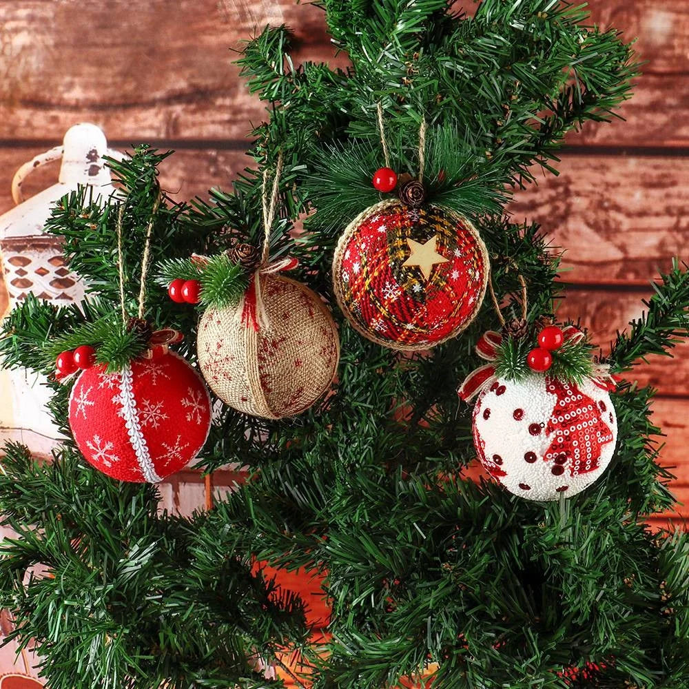 HL951 Christmas Plaid Ball Ornament Tree Hanging Decor Holiday Party New Year Decoration - Wave - 3