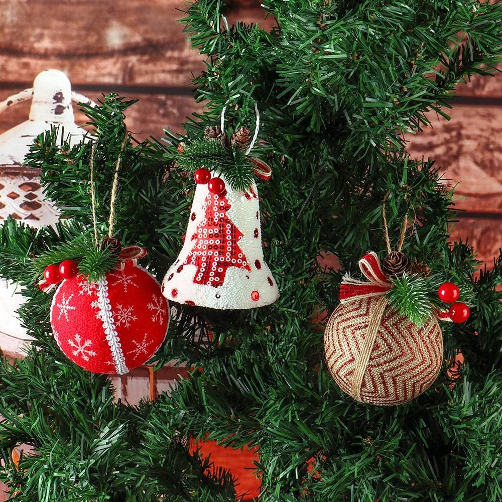 HL951 Christmas Plaid Ball Ornament Tree Hanging Decor Holiday Party New Year Decoration - Wave - 5