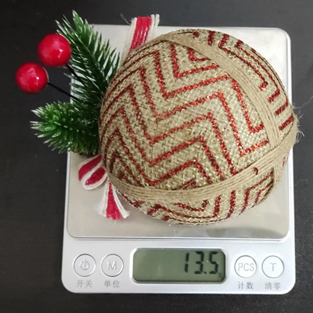 HL951 Christmas Plaid Ball Ornament Tree Hanging Decor Holiday Party New Year Decoration - Wave - 6