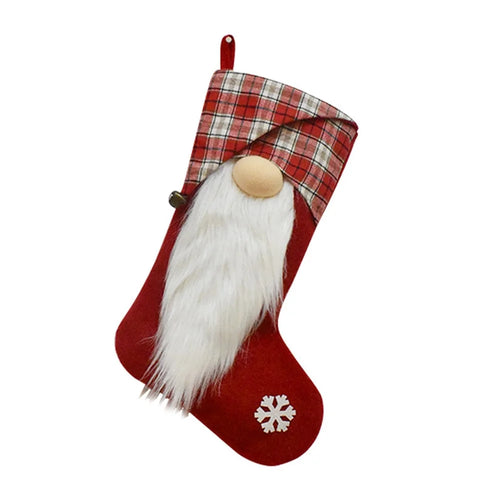 GM89717 Christmas 3D Santa Gnome Stockings Xmas Tree Hanging Socks for Home Fireplace Office - Red - 1