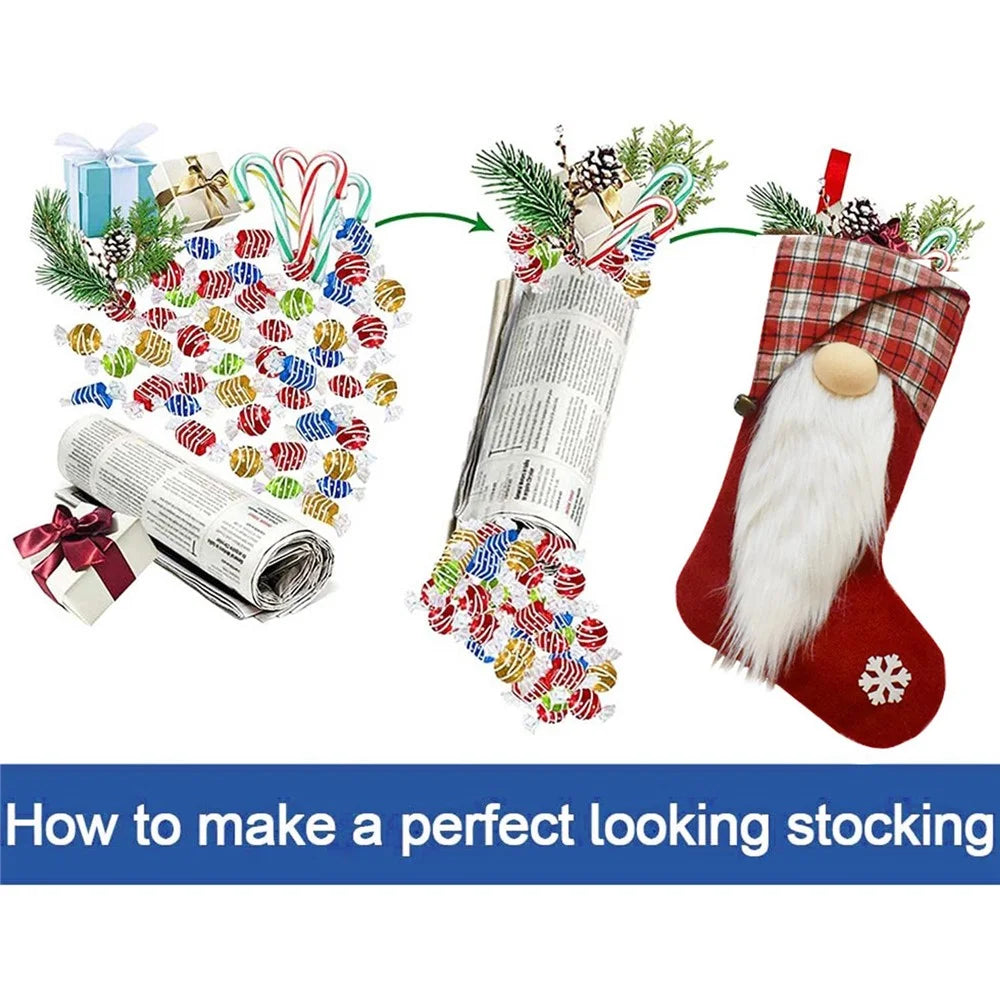 GM89717 Christmas 3D Santa Gnome Stockings Xmas Tree Hanging Socks for Home Fireplace Office - Red - 5