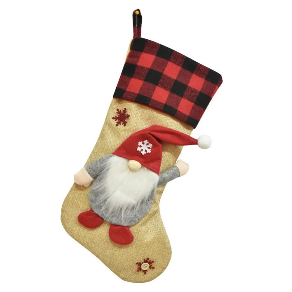 GM202214 Christmas Gnome Stockings Holiday Xmas Decorations Gift Dolls Trees Hanging Decors Candy Bags - Style B - 1