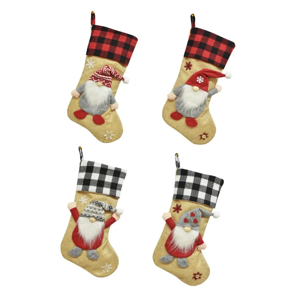 GM202214 Christmas Gnome Stockings Holiday Xmas Decorations Gift Dolls Trees Hanging Decors Candy Bags - Style B - 7