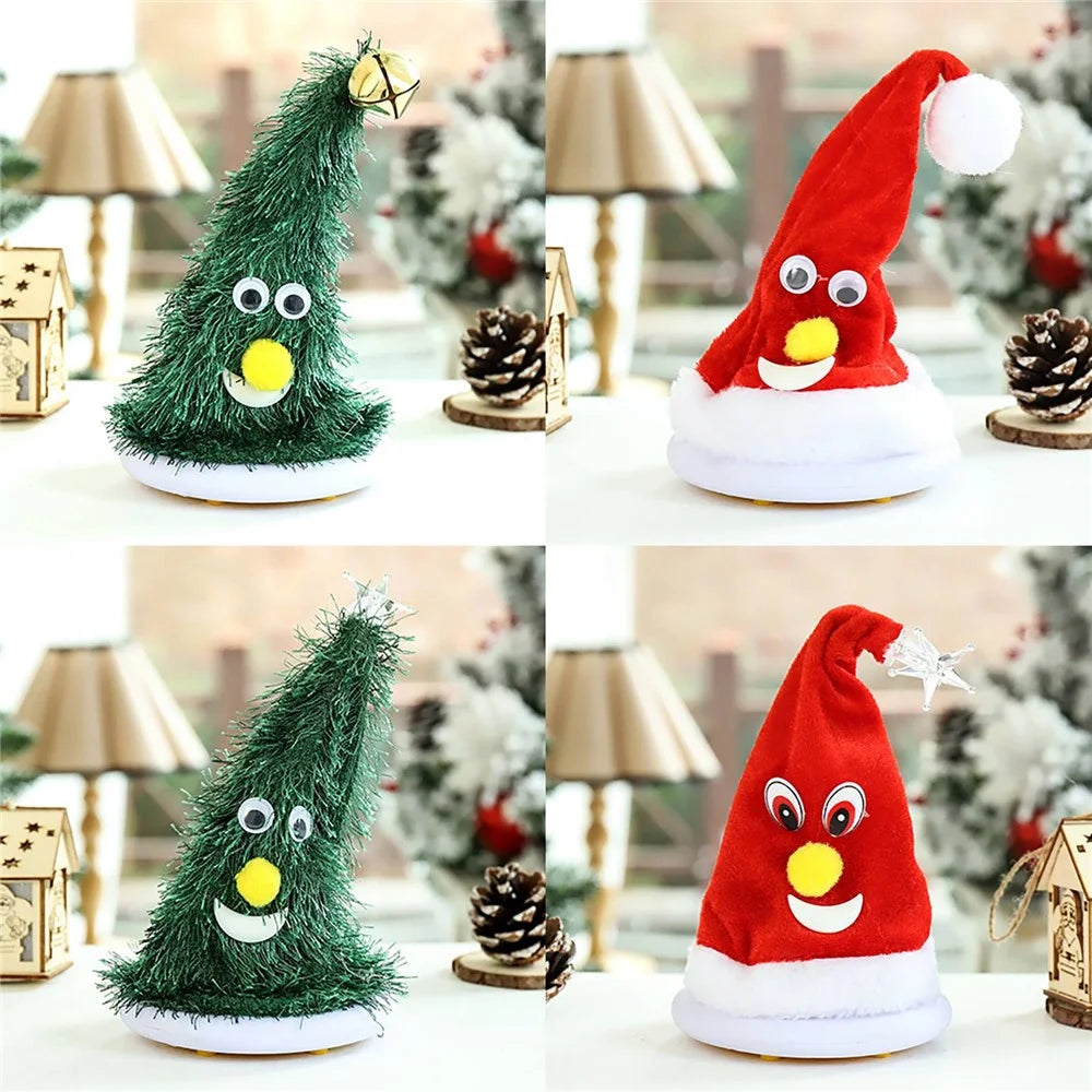 Christmas Swing Hat Decor Ornament Electric Xmas Tree Doll (Not Wearing) for Home Office Desktop - Tree/Bell - 5