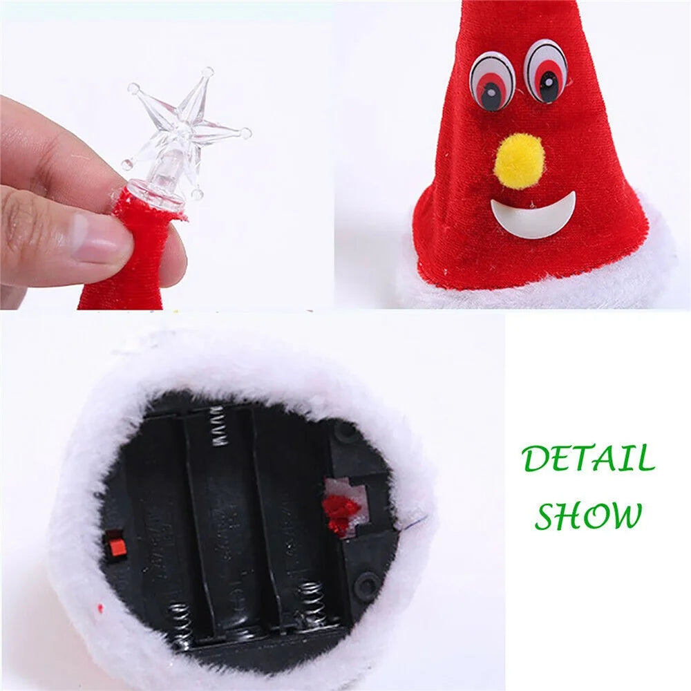 Christmas Swing Hat Decor Ornament Electric Xmas Tree Doll (Not Wearing) for Home Office Desktop - Tree/Bell - 7