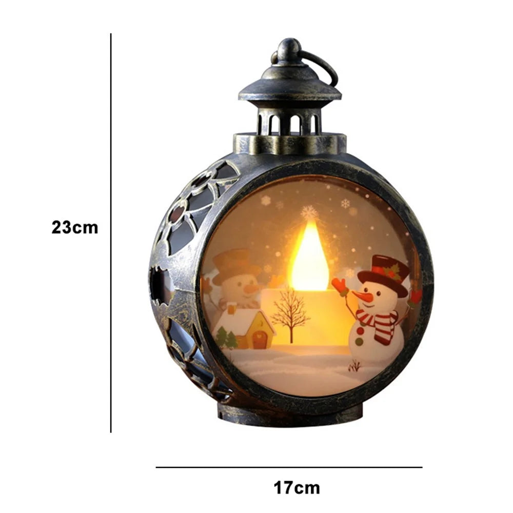 Christmas LED Light Glass Decorations Window Decors Tree Pendants Holiday New Year Ornaments, Size: L - Snowman/Bronze - 5