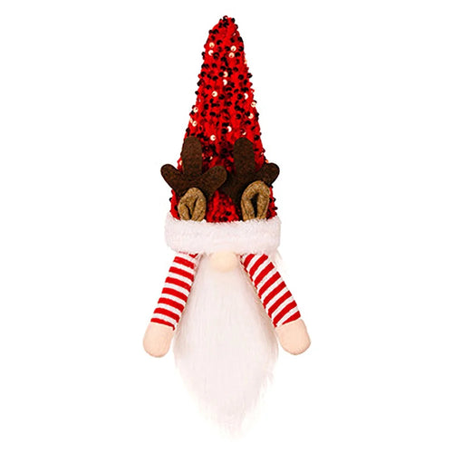 Christmas Gnome Wine Bottle Topper Cover Xmas Sequin Hat Decorations New Year Supplies - Red - 1