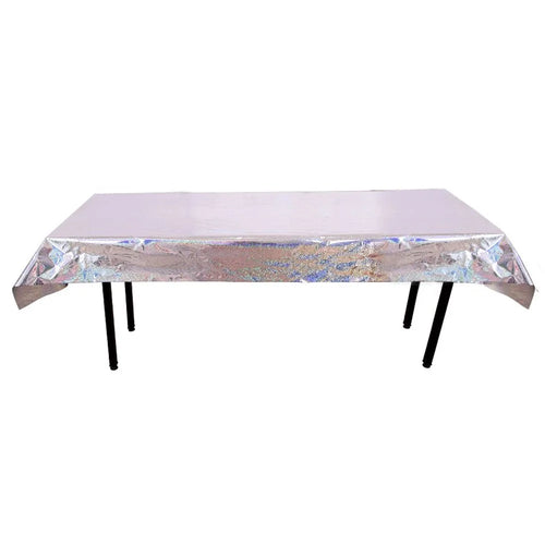 1*2.7m Laser Glitter Foil Rectangular Tablecloth for Birthday Gift Wedding Baby Show Anniversary Christmas Party Decoration - Silver - 1