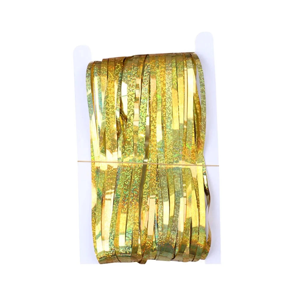 1m*2m Laser Fringe Curtain Metallic Door Streamers Holidays Christmas Gift Party Decoration Photo Backdrop - Gold - 1