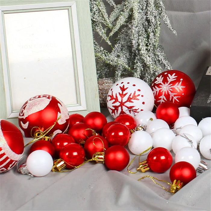 052405 44Pcs / Set Mixed Ball Ornament Christmas Decoration Round Ball Christmas Tree Hanging Ornament - Red / White - 3