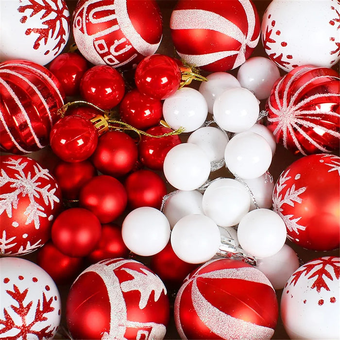 052405 44Pcs / Set Mixed Ball Ornament Christmas Decoration Round Ball Christmas Tree Hanging Ornament - Red / White - 4