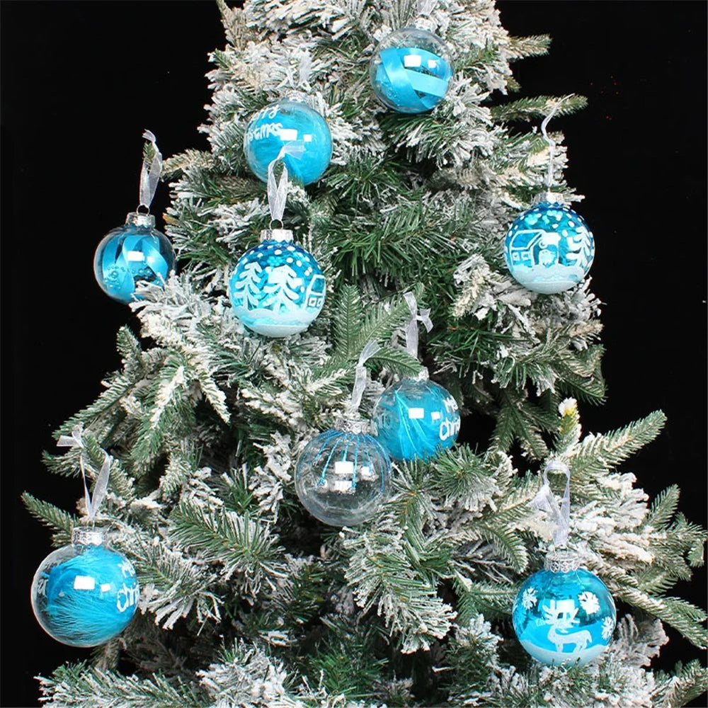 12Pcs / Set 8cm Transparent PET Ball Ornament Xmas Home Party Decoration Christmas Tree Hanging Ornament - Green - 3