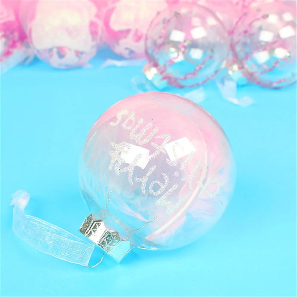 12Pcs / Set 8cm Transparent PET Ball Ornament Xmas Home Party Decoration Christmas Tree Hanging Ornament - Green - 5