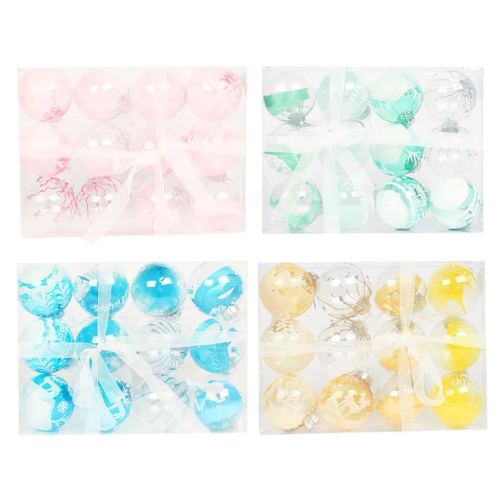 12Pcs / Set 8cm Transparent PET Ball Ornament Xmas Home Party Decoration Christmas Tree Hanging Ornament - Green - 7
