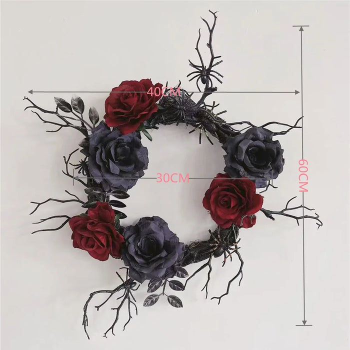 Halloween Wreath Artificial Spider Rose Flower Door Wall Decoration Party Ornament - 6