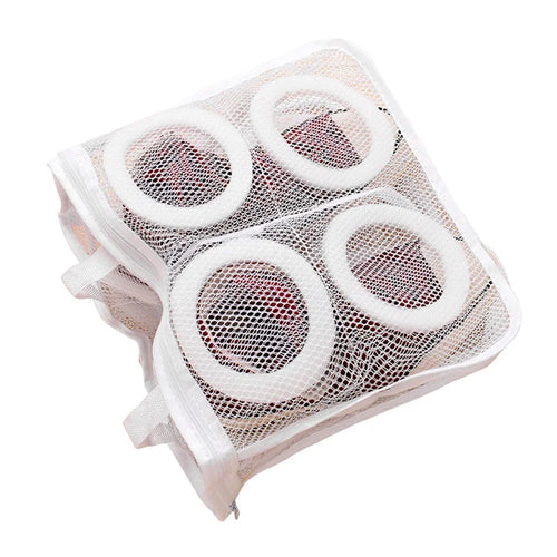 H-3-2 Washing Machine Shoes Storage Bag Portable Mesh Laundry Bag Anti-Deformation Protector Clothes Organizer, Size M: 29*26*9cm - White - 1