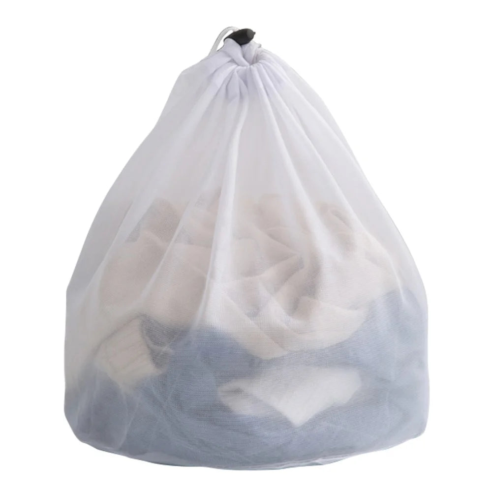 30x40cm Convenient Drawstring Laundry Mesh Bag for Home School Travel, Machine Washable Delicate Washing Bag (Thin Mesh) - 1