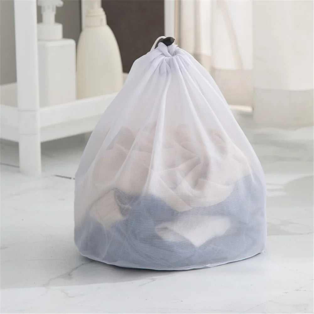30x40cm Convenient Drawstring Laundry Mesh Bag for Home School Travel, Machine Washable Delicate Washing Bag (Thin Mesh) - 2