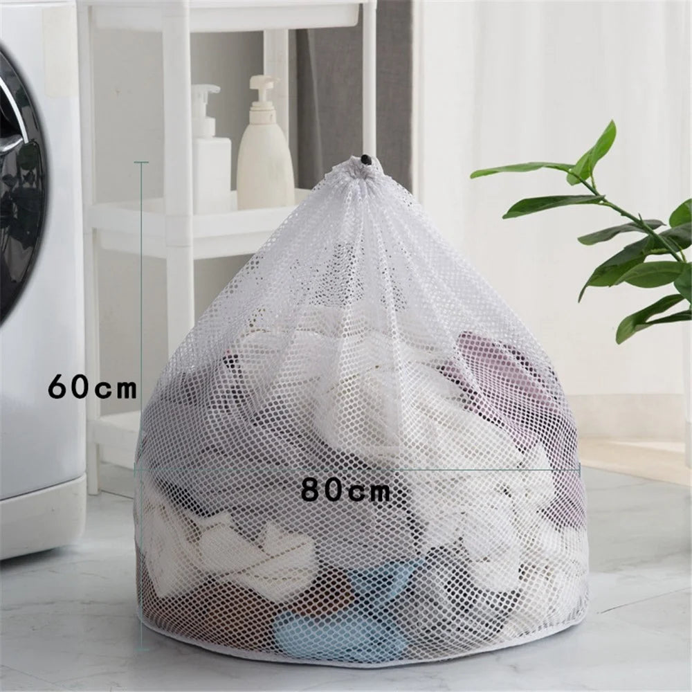 60x80cm Thickened Mesh Laundry Bag with Drawstring Closure for Travel, College Dorm, Apartment (Thick Mesh) - 7