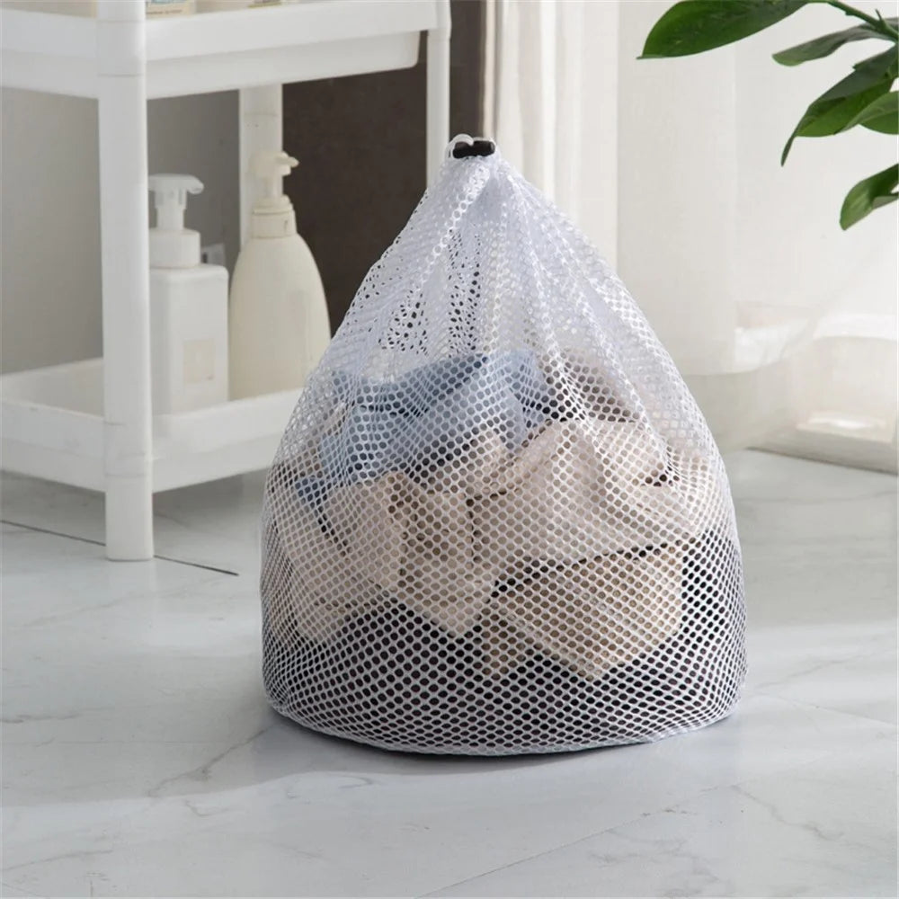 40x50cm Drawstring Washing Machine Laundry Bag Underwear Delicate Wash Bag (Thick Mesh) - 2