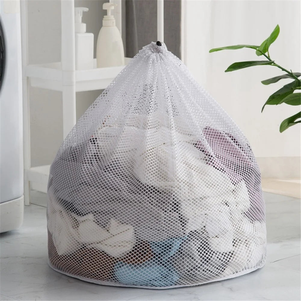 40x50cm Drawstring Washing Machine Laundry Bag Underwear Delicate Wash Bag (Thick Mesh) - 3