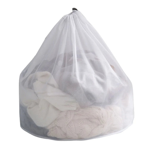 60x80cm Drawstring Laundry Mesh Bag Machine Washable Underwear Delicate Washing Bag (Thin Mesh) - 1