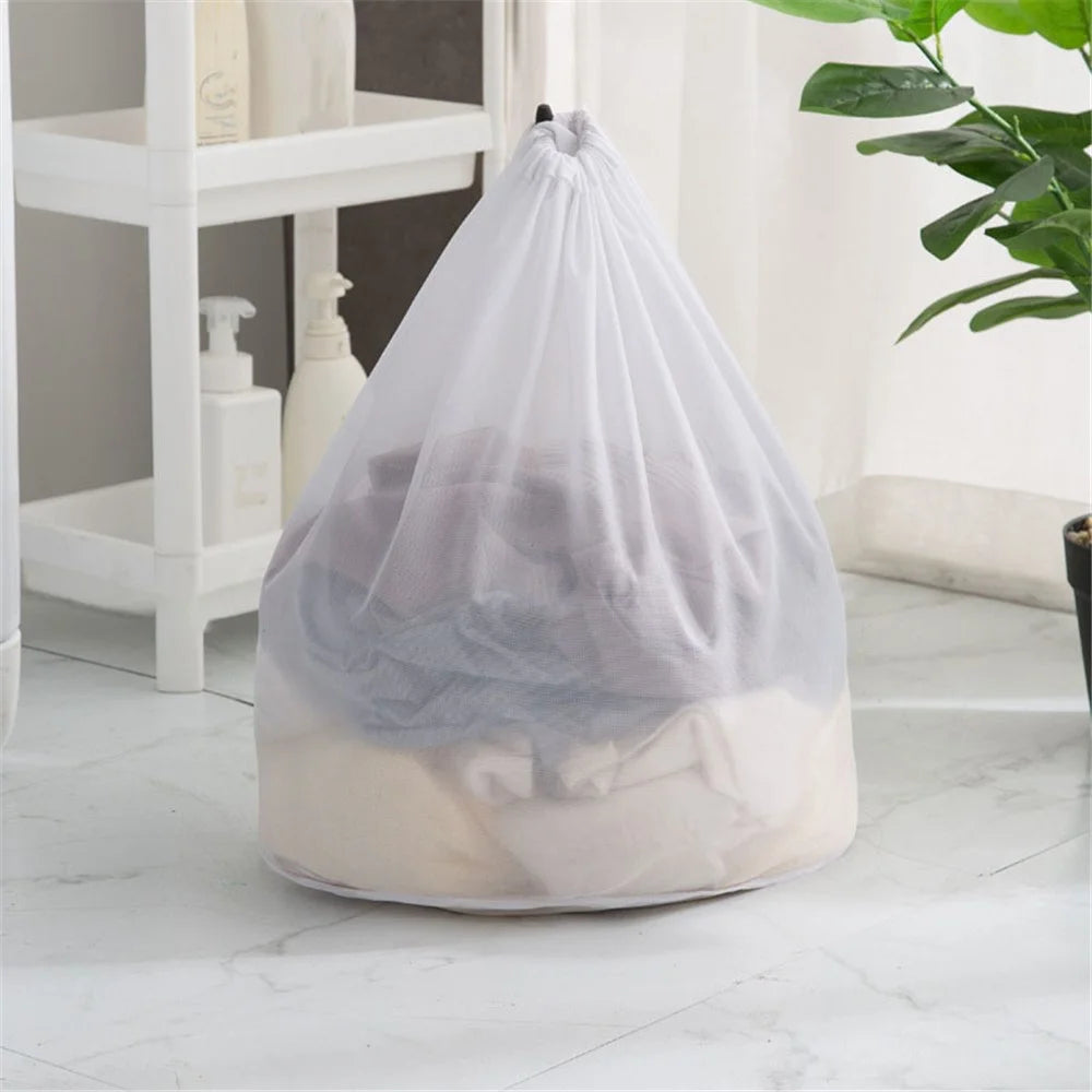50x60cm Mesh Bag Travel Drawstring Design Storage Organization Bag Clothing Washing Pouch (Thin Mesh) - 2