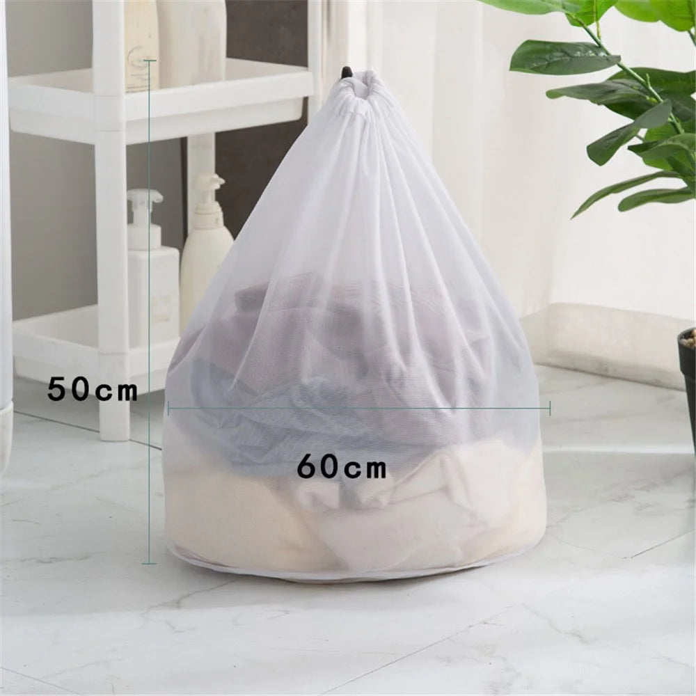 50x60cm Mesh Bag Travel Drawstring Design Storage Organization Bag Clothing Washing Pouch (Thin Mesh) - 5