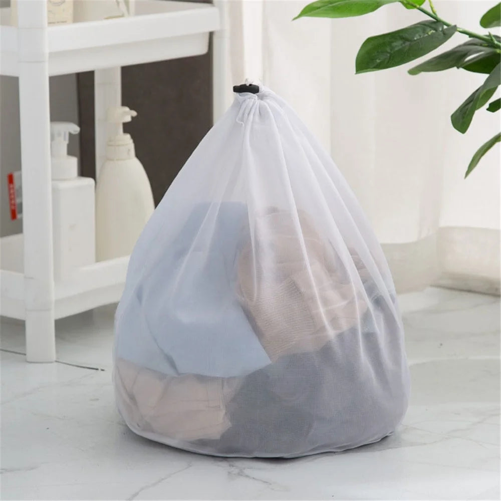 40x50cm Reusable Underwear Delicate Wash Bag Drawstring Laundry Mesh Bag for Washing Machine (Thin Mesh) - 2