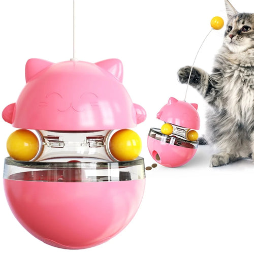 ZCM-01 Interactive Cat Ball Toys Gift Adjustable Food Dispensing Cat Toy Funny Exercise Kitten Tumbler Teaser Toys (CE / CPC / FDA / ROHS) - Pink - 1
