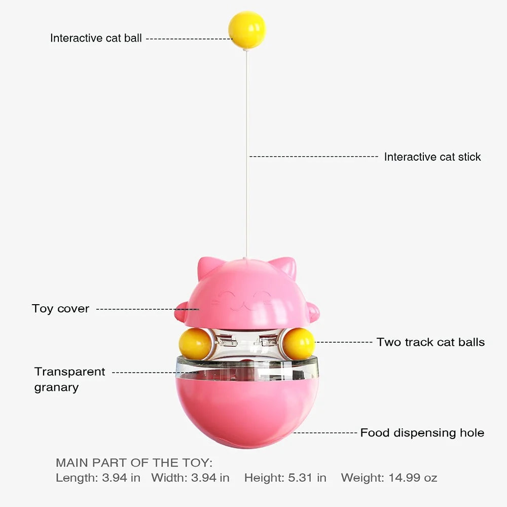 ZCM-01 Interactive Cat Ball Toys Gift Adjustable Food Dispensing Cat Toy Funny Exercise Kitten Tumbler Teaser Toys (CE / CPC / FDA / ROHS) - Pink - 3
