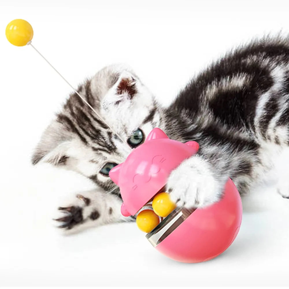 ZCM-01 Interactive Cat Ball Toys Gift Adjustable Food Dispensing Cat Toy Funny Exercise Kitten Tumbler Teaser Toys (CE / CPC / FDA / ROHS) - Pink - 6