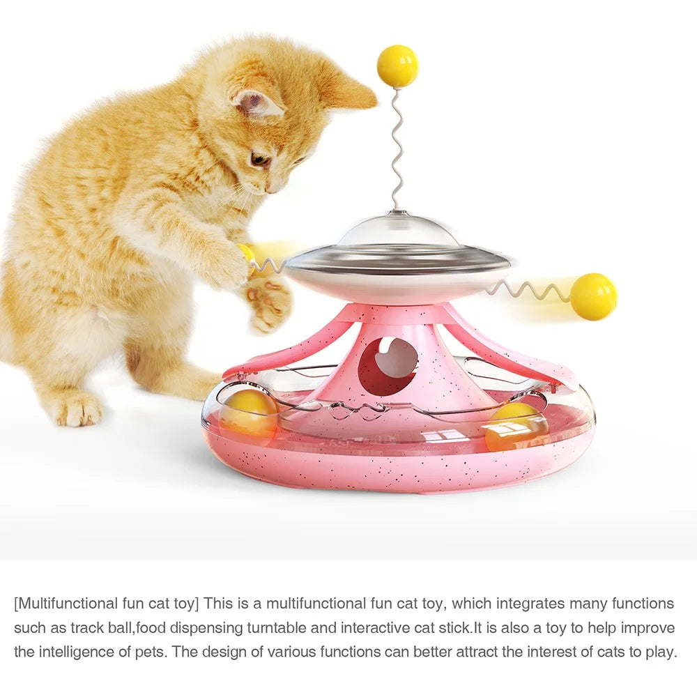 MZP-01 Cat Turntable Leaking Food Toy Pet Toy Gift Funny Cat Stick Cat Feeding Roller Turntable (CE / CPC / FDA / ROHS Certified, BPA Free) - Pink - 4
